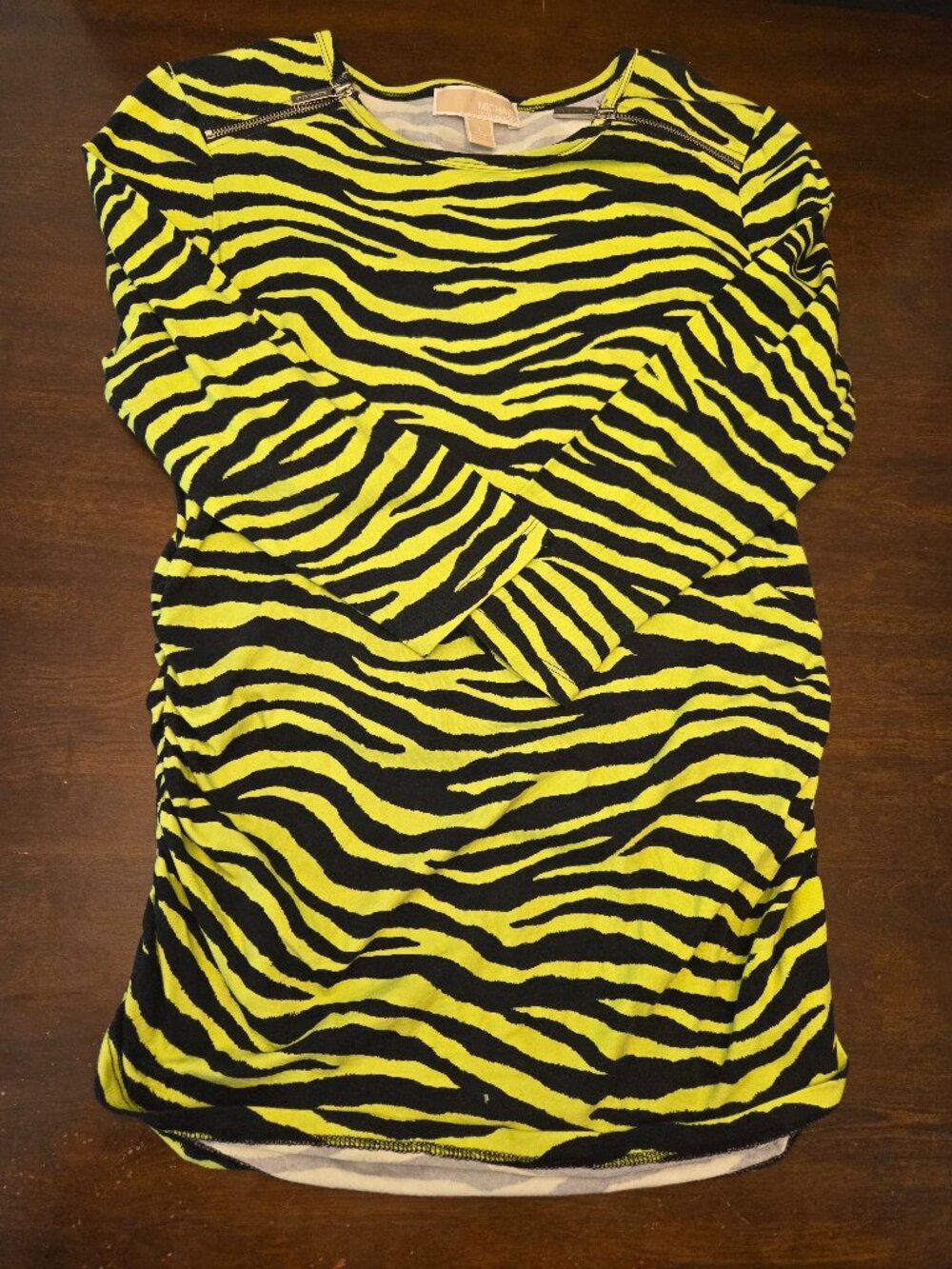 Michael Kors Neon Yellow Zebra Top Size Large